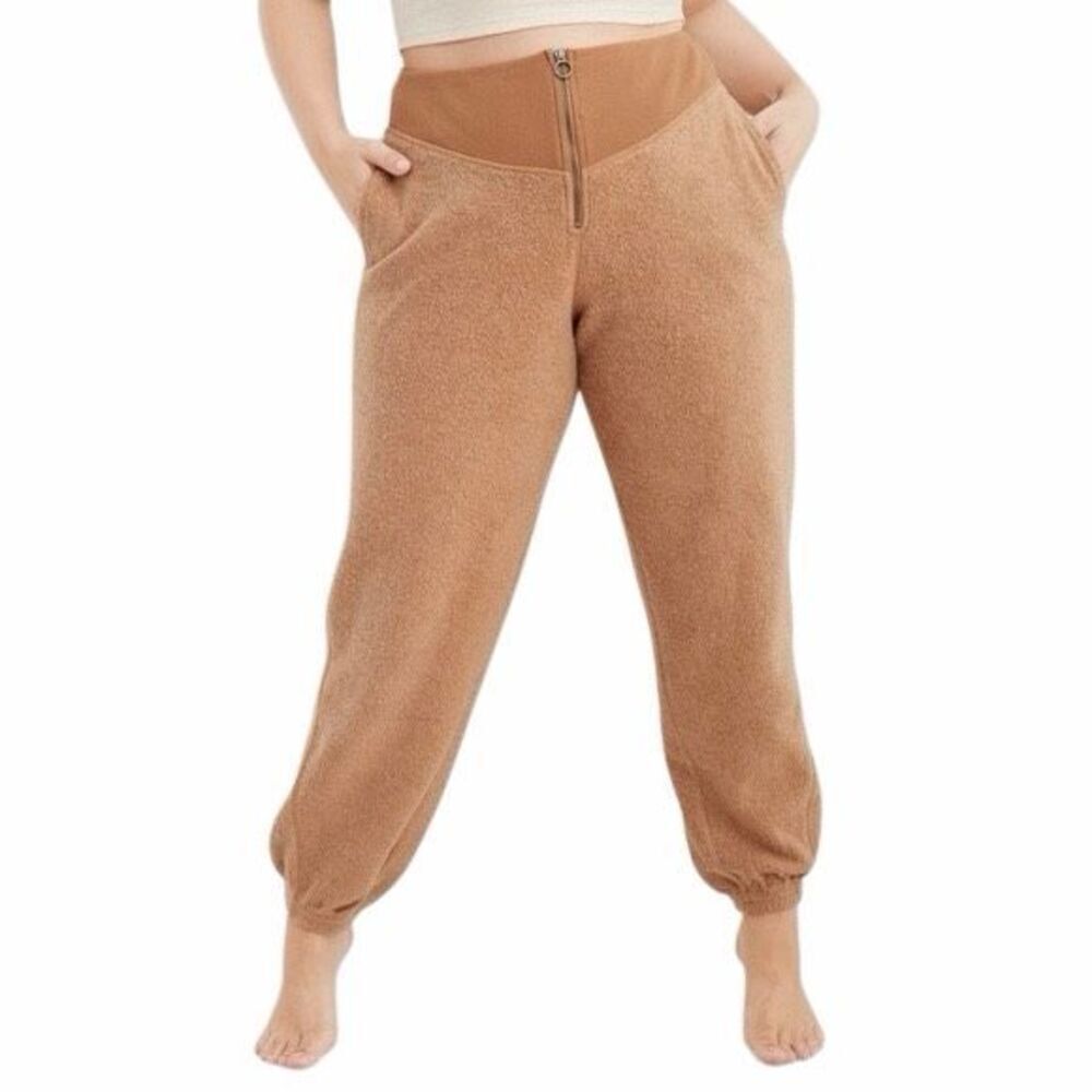 Aerie Sherpa Fleece‎ Jogger Pants Corset Tan Medium